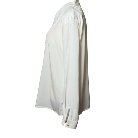 Vintage Jaclyn Smith White Embroidered Blouse With Pearl Buttons Size 14 - Picture 6 of 11